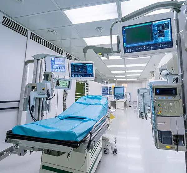 Modern hospital operating room with advanced equipment.